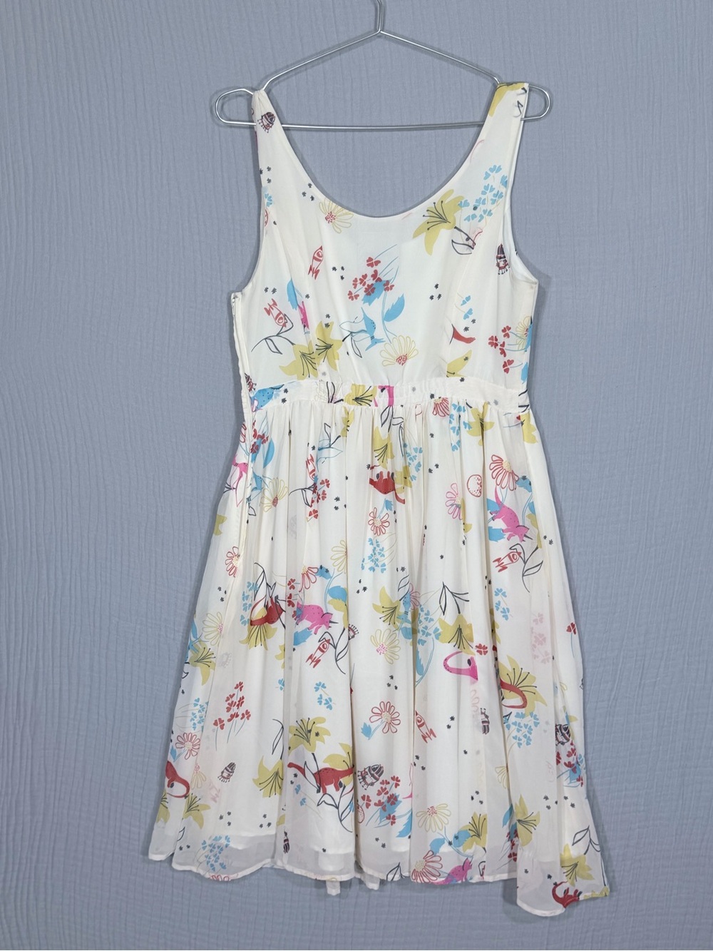 ModCloth Cream Floral Scoop-Neck Mini Dress - Picture 8 of 8